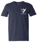 Short Sleeve (Navy Blue) V-Neck with Embroidery