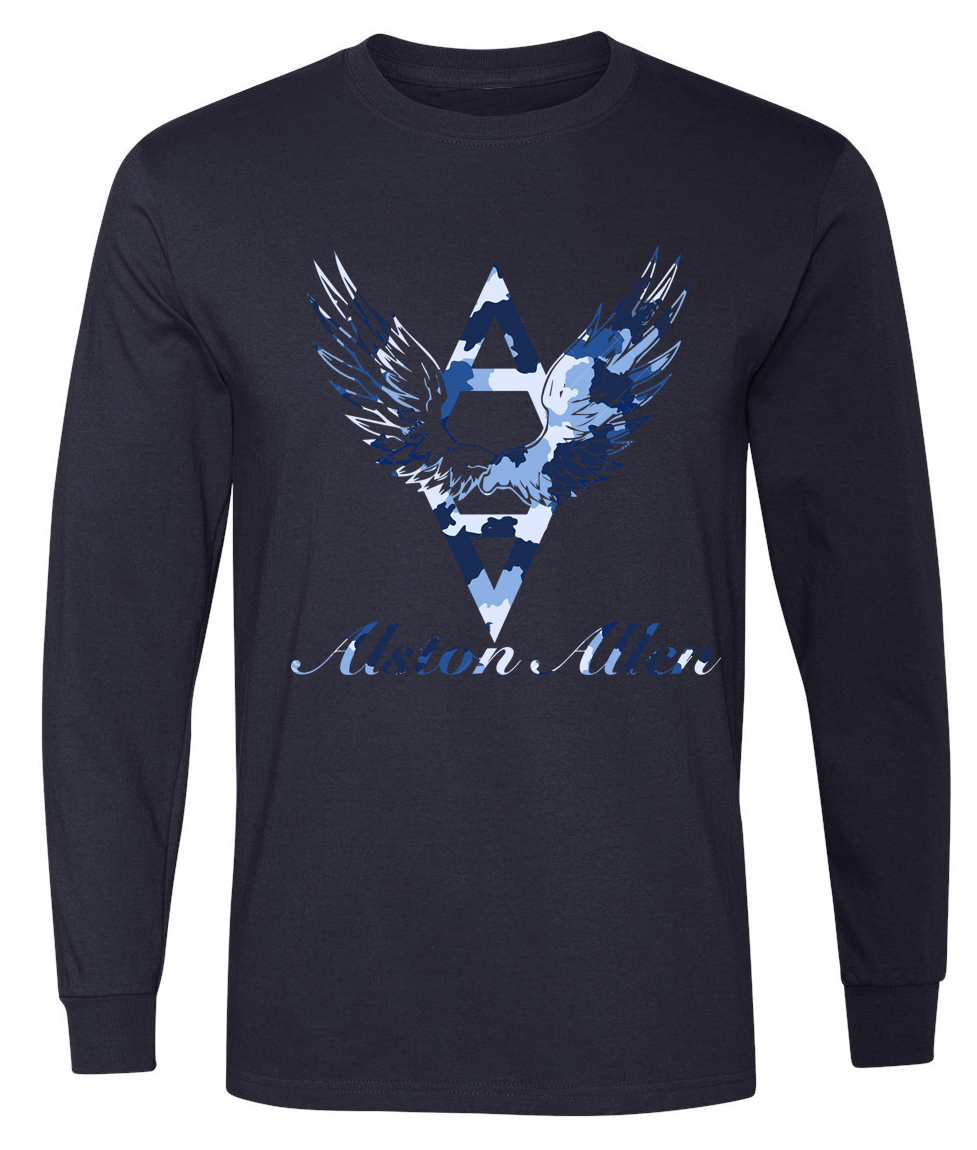 Alston Allen Exclusive Custom Long Sleeve Navy Blue T-Shirt